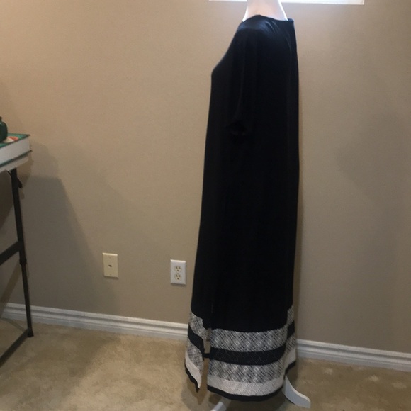 National, since 1952, Black & White Maxi Geometric  Lace Hem Side Pockets-L - Picture 5 of 14